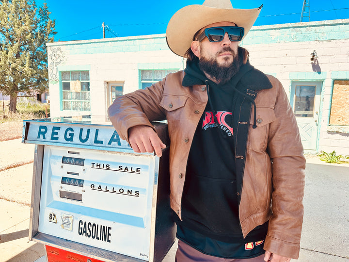 Chaqueta Steazy Ryder de Lords x Cleaver Culture - Sherpa de cuero marrón