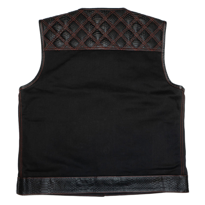 Cleaver Culture Cali Cut Vest - Black Denim/Dragon Leather