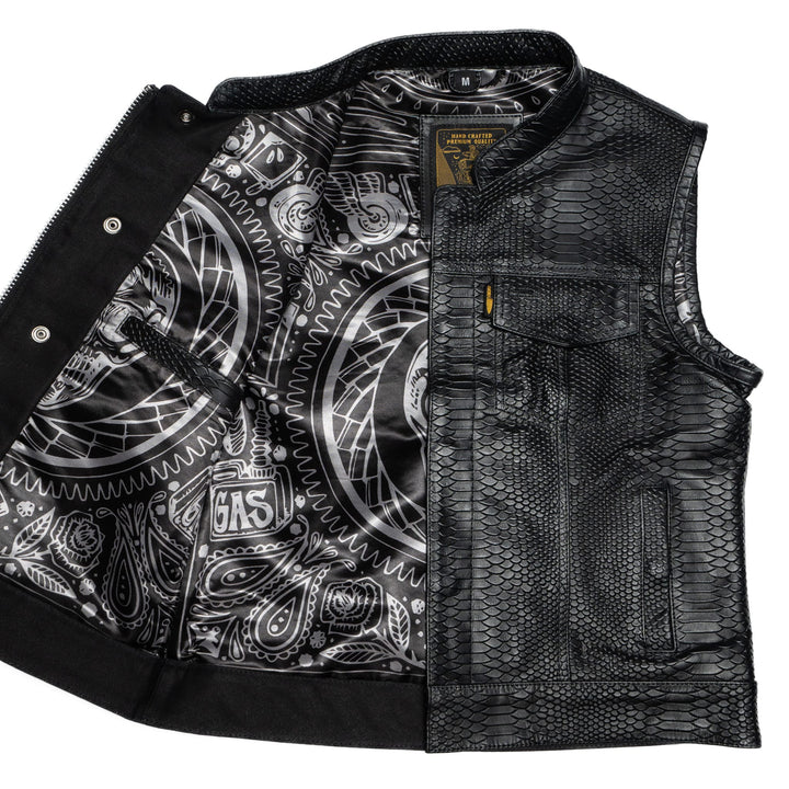 Cleaver Culture Women's Moto Vest - Black Dragon Leather