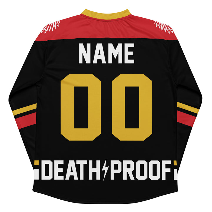 Camiseta de hockey personalizada Fire Bird - Negro/Rojo