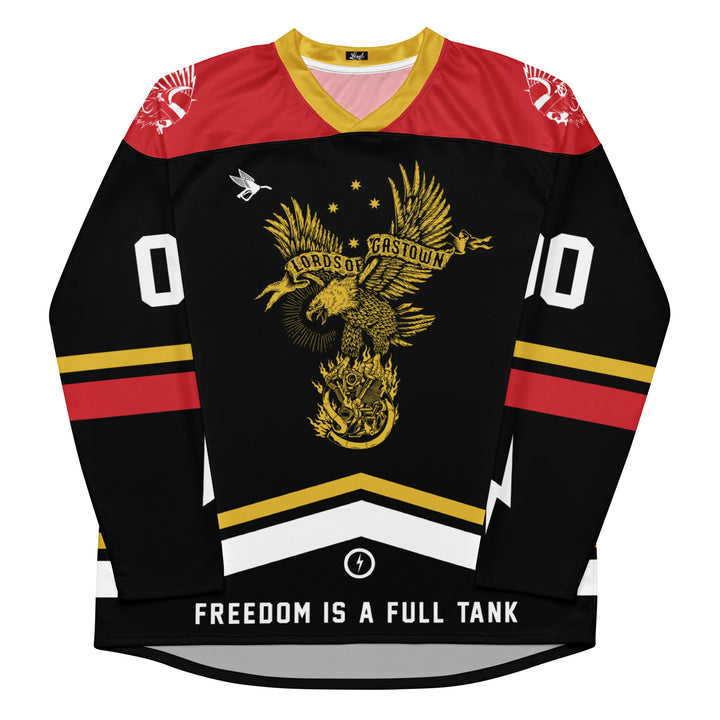Camiseta de hockey personalizada Fire Bird - Negro/Rojo