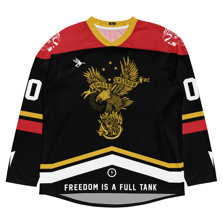 Camiseta de hockey personalizada Fire Bird - Negro/Rojo
