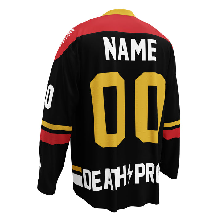 Camiseta de hockey personalizada Fire Bird - Negro/Rojo