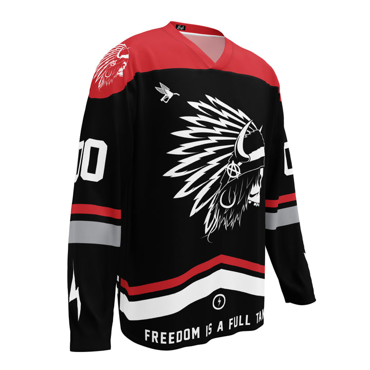 Camiseta de hockey personalizada del Chief OG - Negro/Rojo