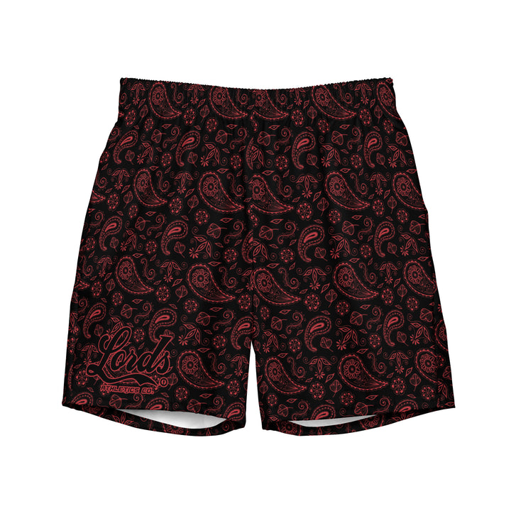 Team Lords Swim Trunks - Black/Red Paisley