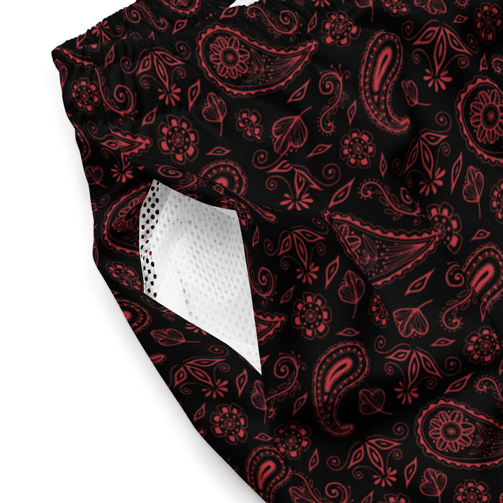 Team Lords Swim Trunks - Black/Red Paisley