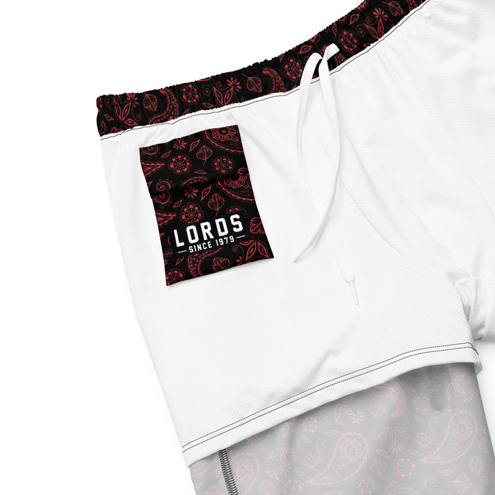 Team Lords Swim Trunks - Black/Red Paisley