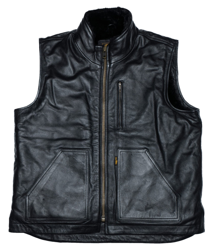 Cleaver Culture Carpenter Vest - Black Leather Sherpa