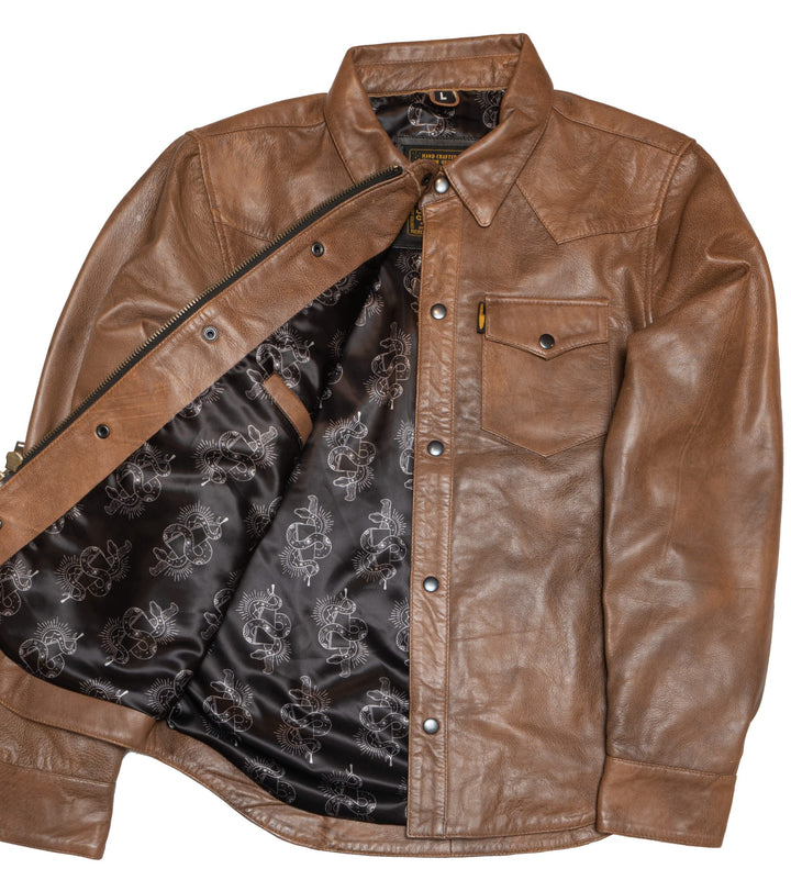 Cleaver Culture Western Shirt - Distressed Brown Leather
