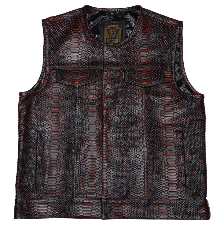 Cleaver Culture Cali Cut Vest - Ox Blood Dragon Leather