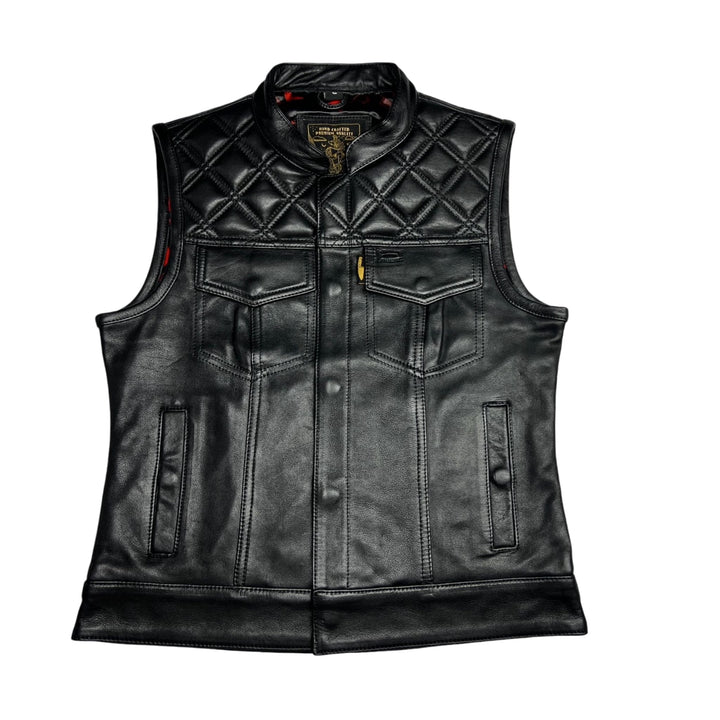 Cleaver Culture Women's Moto Vest - Black Leather/Black Stitch