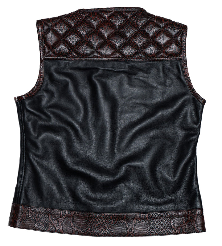 Cleaver Culture Women's Moto Vest - Ox Blood Python Leather