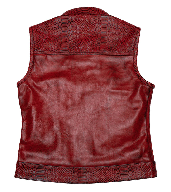 Cleaver Culture Women's Moto Vest - Red Dragon Leather