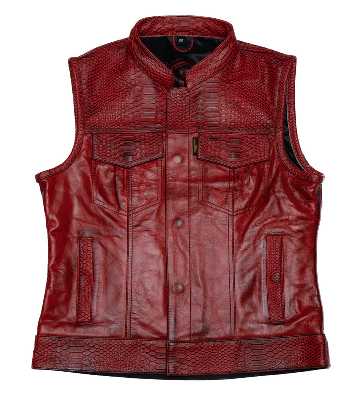Cleaver Culture Women's Moto Vest - Red Dragon Leather