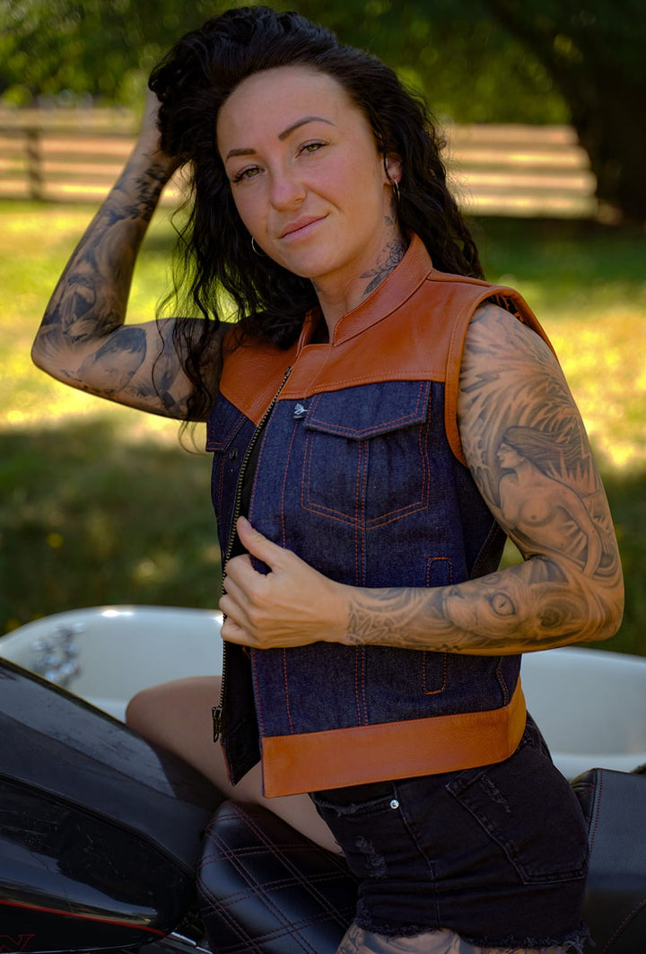 Chaleco de motociclista Lords x Cleaver Culture para mujer - Denim azul