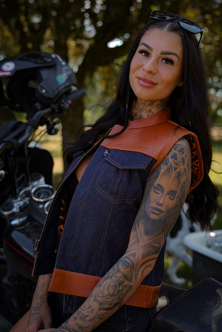 Chaleco de motociclista Lords x Cleaver Culture para mujer - Denim azul