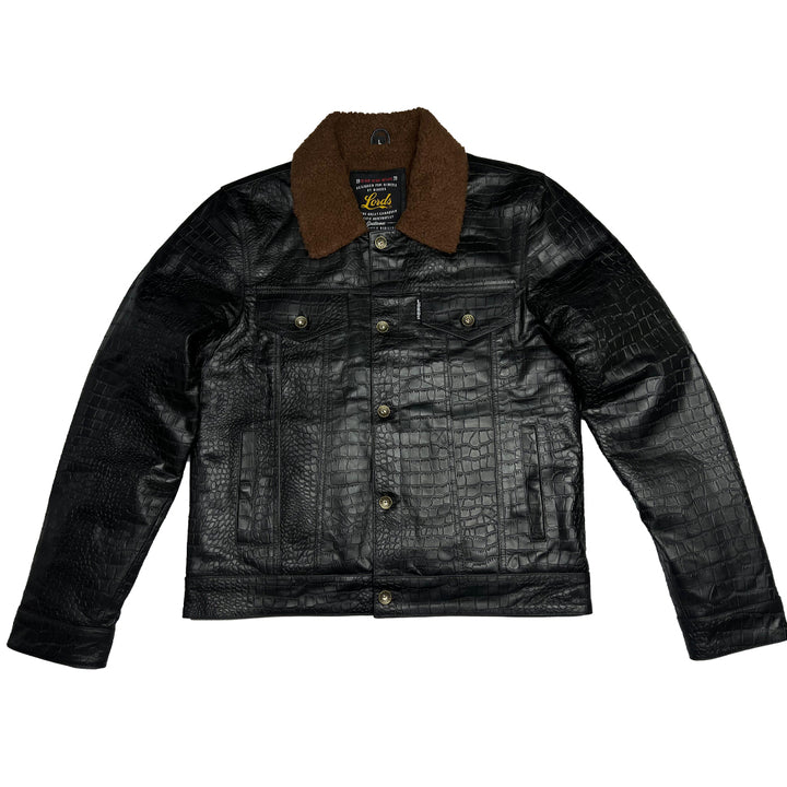 Chaqueta Steazy Ryder de Lords x Cleaver Culture - Piel de cocodrilo negra Sherpa