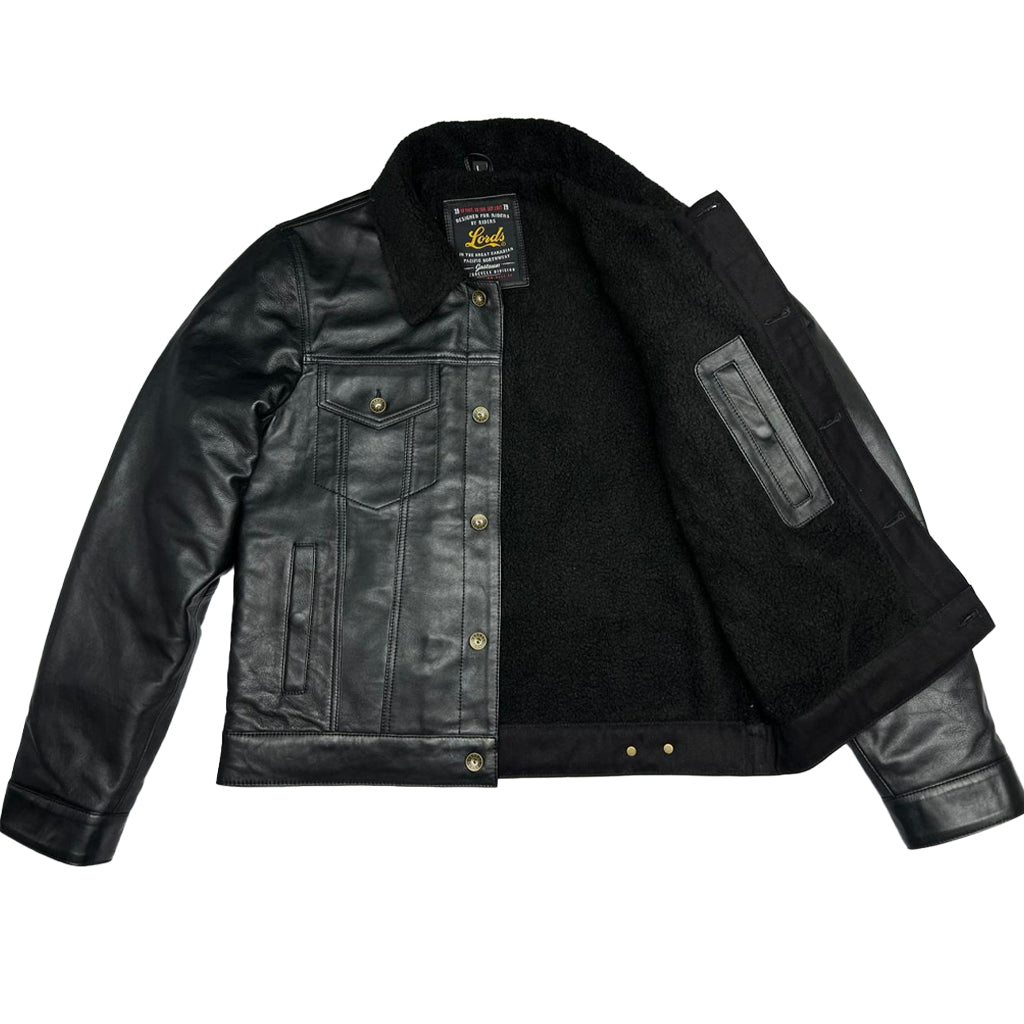 Chaqueta Steazy Ryder de Lords x Cleaver Culture - Sherpa de cuero negro