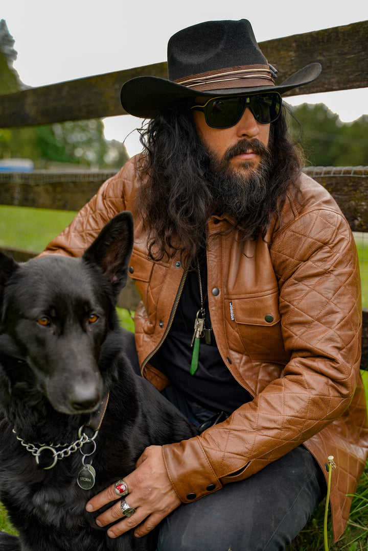 Chaqueta reguladora Lords x Cleaver Culture - Sherpa de cuero marrón