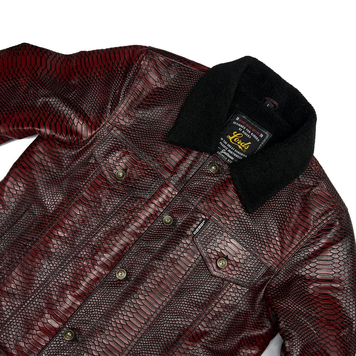 Chaqueta Steazy Ryder de Lords x Cleaver Culture - Sherpa de cuero de dragón de sangre de buey