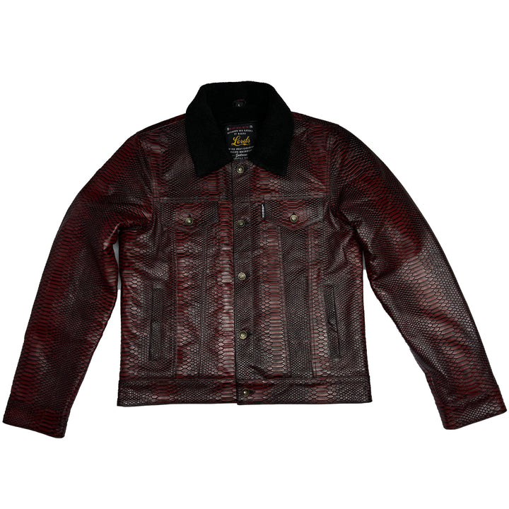Chaqueta Steazy Ryder de Lords x Cleaver Culture - Sherpa de cuero de dragón de sangre de buey