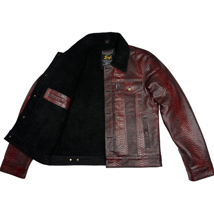 Chaqueta Steazy Ryder de Lords x Cleaver Culture - Sherpa de cuero de dragón de sangre de buey