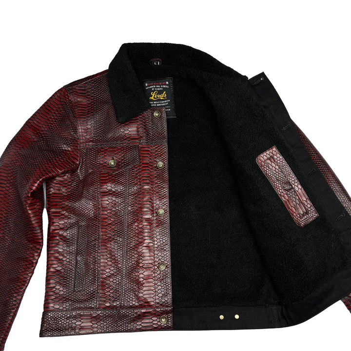 Chaqueta Steazy Ryder de Lords x Cleaver Culture - Sherpa de cuero de dragón de sangre de buey