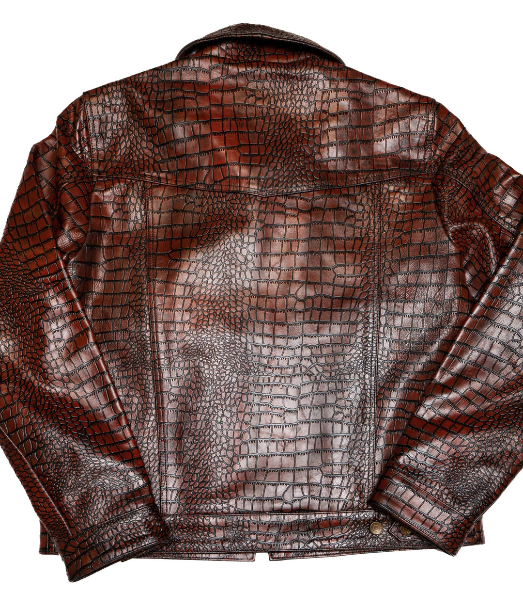 Chaqueta Steazy Ryder de Lords x Cleaver Culture - Piel de cocodrilo color sangre de buey