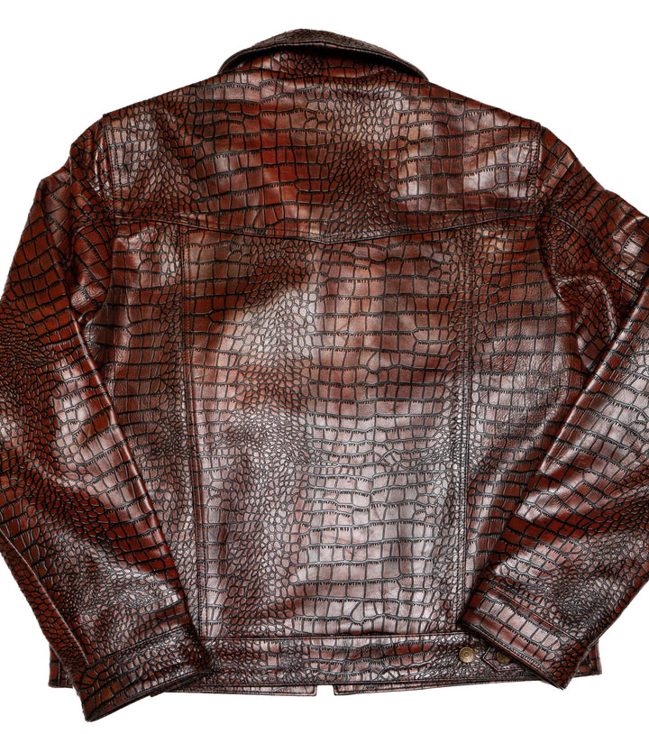 Chaqueta Steazy Ryder de Lords x Cleaver Culture - Piel de cocodrilo color sangre de buey