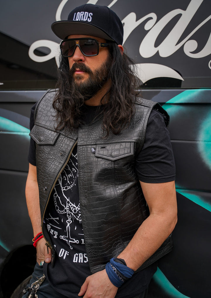 Chaleco de motociclista Lords x Cleaver Culture - Cocodrilo negro