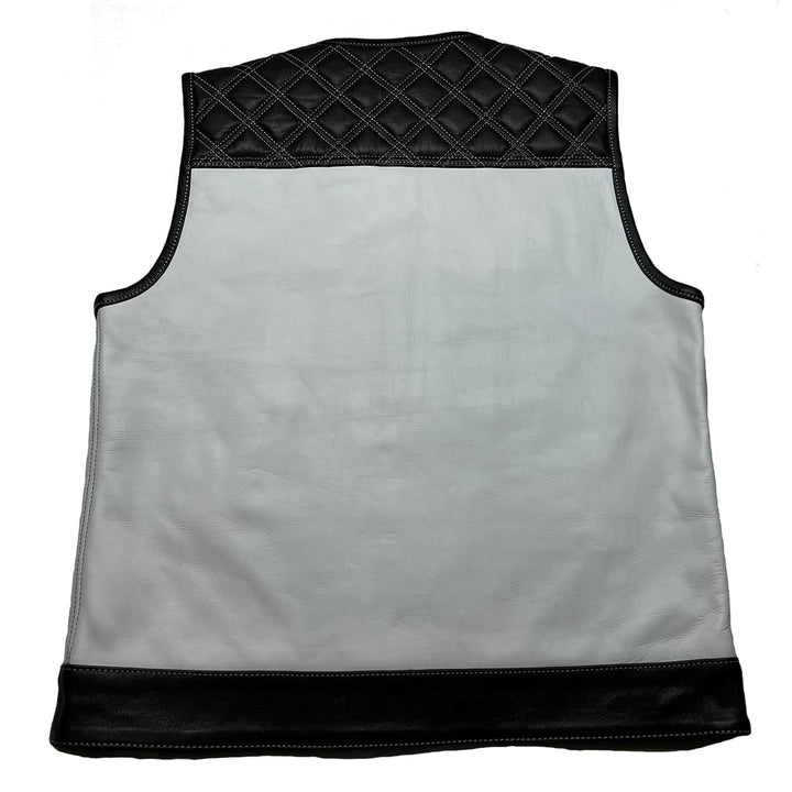 Gilet moto Lords x Cleaver Culture - Cuir blanc/noir