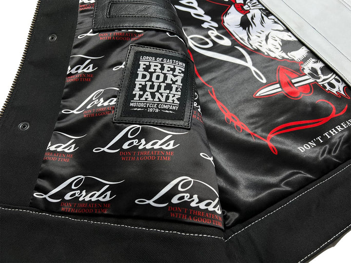 Gilet moto Lords x Cleaver Culture - Cuir blanc/noir