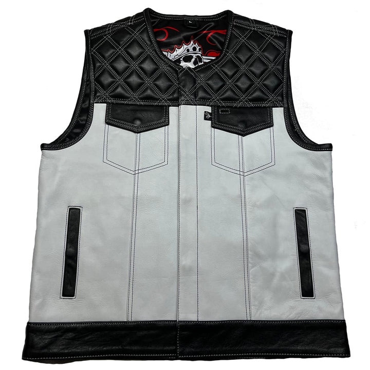 Gilet moto Lords x Cleaver Culture - Cuir blanc/noir