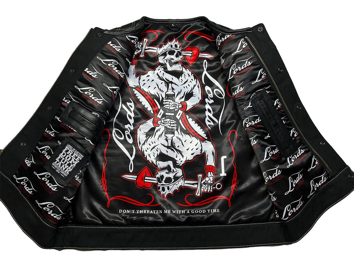 Gilet moto Lords x Cleaver Culture - Cuir blanc/noir