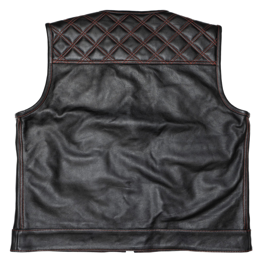 Gilet moto Lords x Cleaver Culture - Cuir noir/rouge
