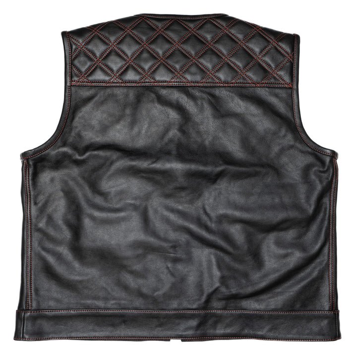 Gilet moto Lords x Cleaver Culture - Cuir noir/rouge