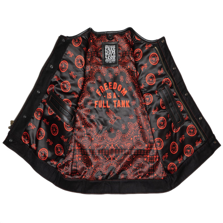 Gilet moto Lords x Cleaver Culture - Cuir noir/rouge