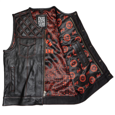 Lords x Cleaver Culture Moto Vest - Black Leather/Red
