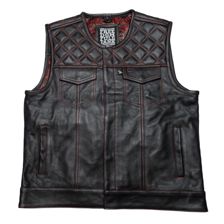 Gilet moto Lords x Cleaver Culture - Cuir noir/rouge