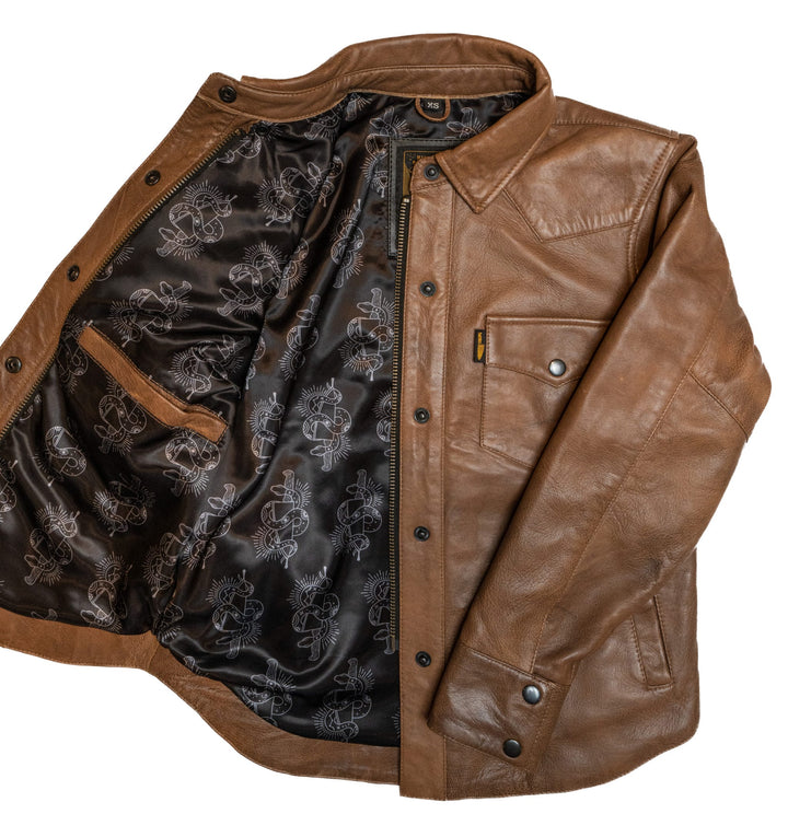 Cleaver Culture Women's Western Shirt - Distressed Brown Leather
