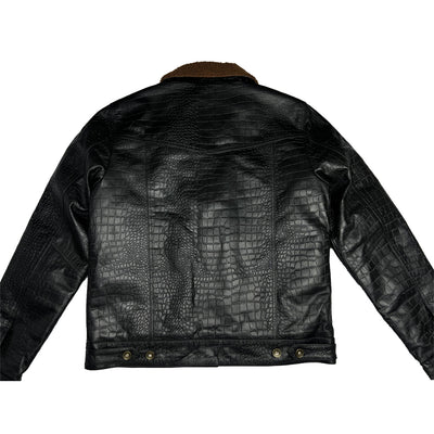 Lords x Cleaver Culture Steazy Ryder Jacket - Black Crocodile Leather Sherpa