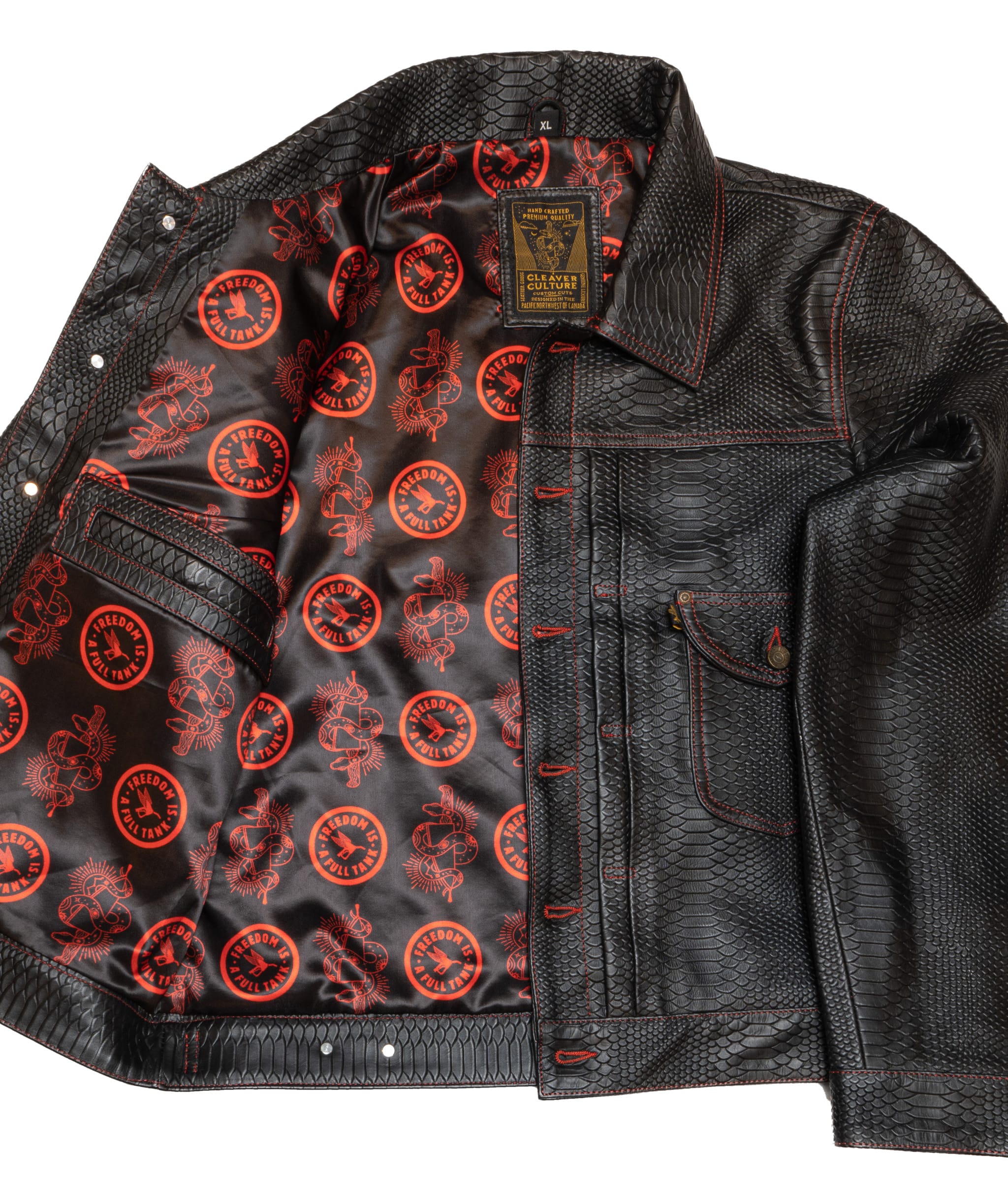 Vintage Dragon Tattoo Leather Jacket 八の字 buy-lords-of-gastown-men-black