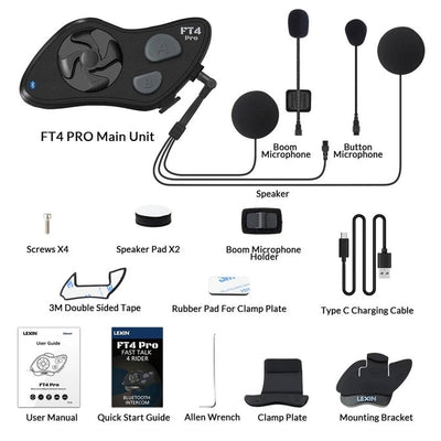 Lexin FT4 Pro Helmet Bluetooth Intercom