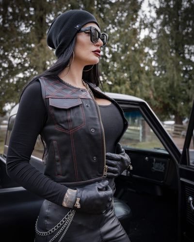 Women's Lords x Freedom Is A Full Tank Moto Vest - Black Leather